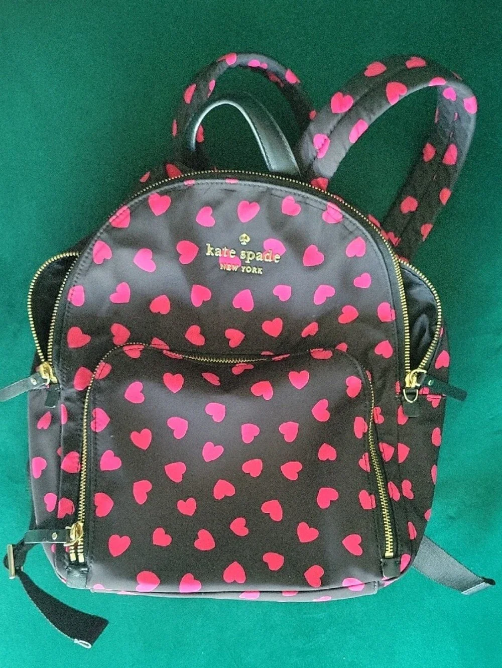 LIKE NEW kate spade Pink Heart Print Black Backpack